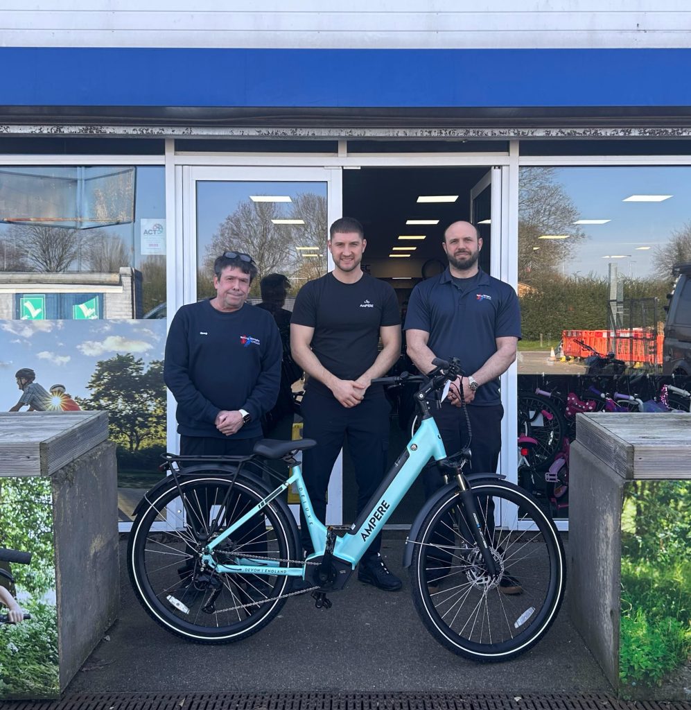 Tom from Ampere Bikes with team at Terry Wrights Bikes